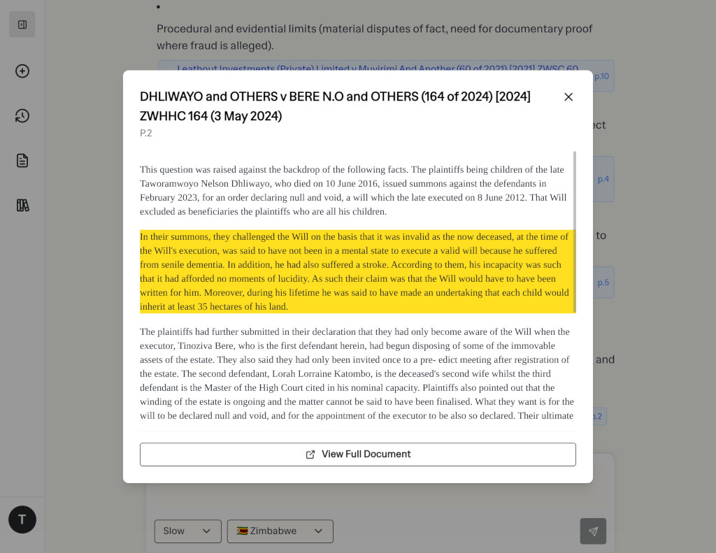 Lex AI source highlighting